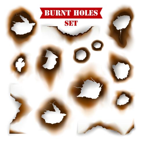 Paper With Burnt Holes Background vector