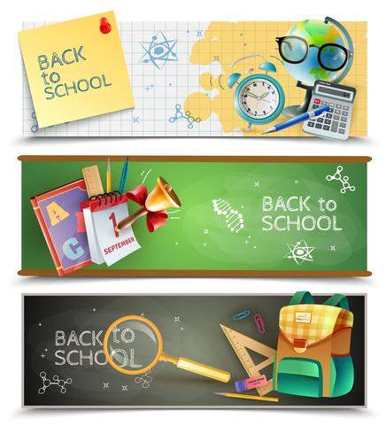 Back To School Horizontal Banners Set vector