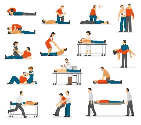 First Aid Emergency Flat Icons Set vector