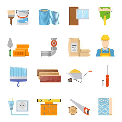 Conjunto de iconos de materiales de construcción vector