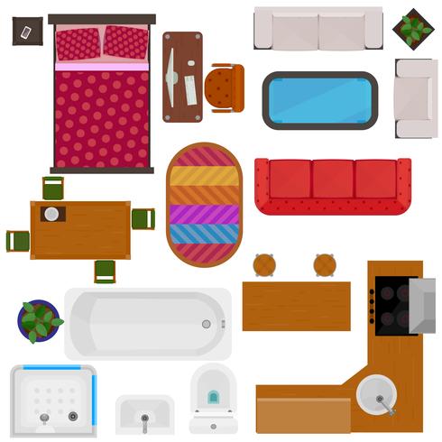 Top View Of Home Furniture vector