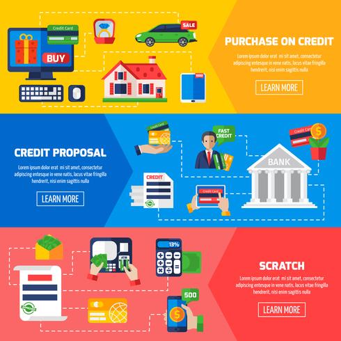 Loan Debt Horizontal Banners  vector