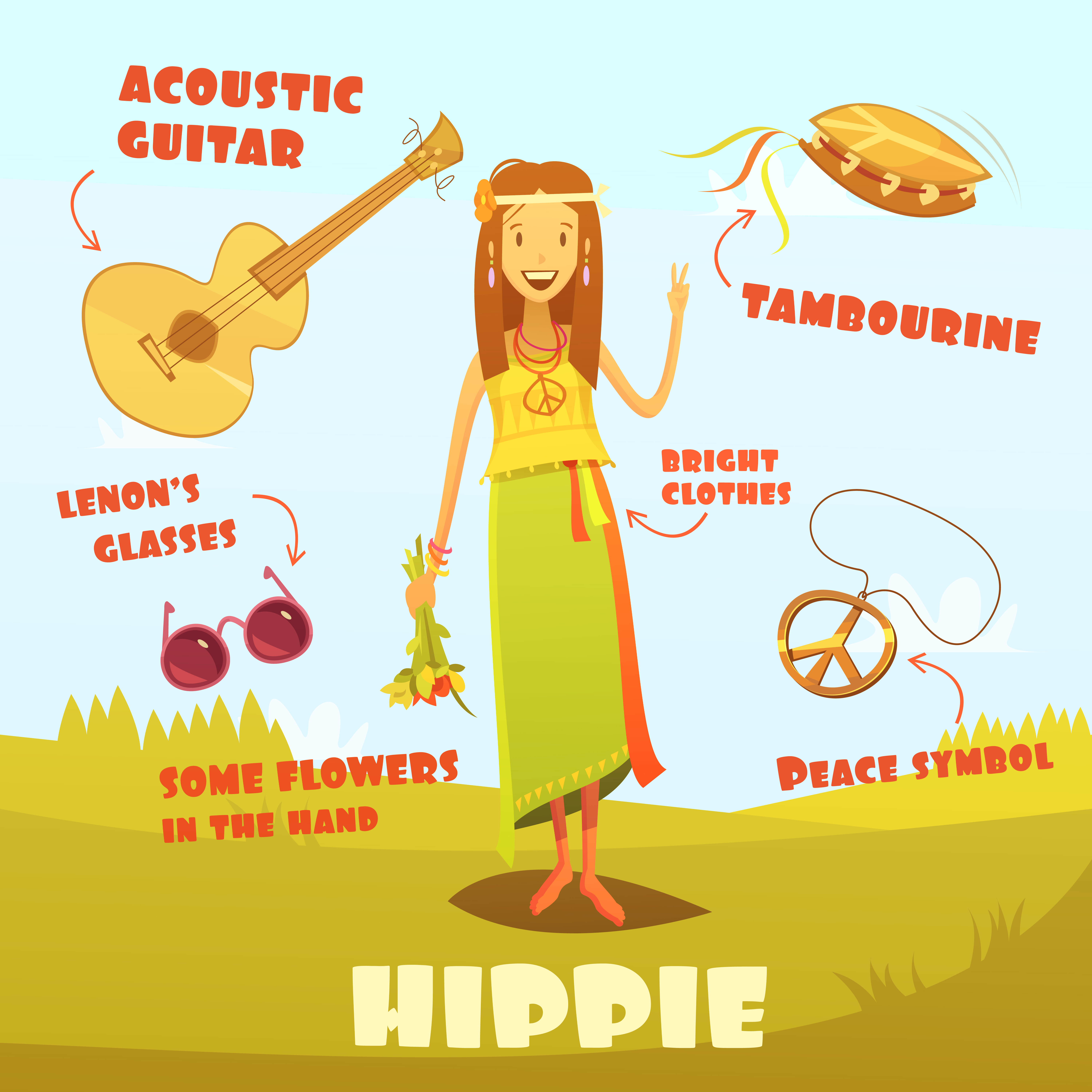 Hippie Character Illustration 477003 Vector Art at Vecteezy