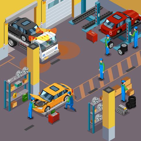 Car Service Isometric Concept vector