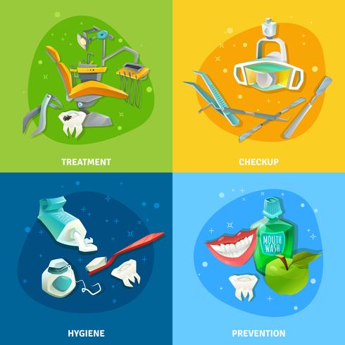 Dentist 4 Flat Icons Square Banner vector