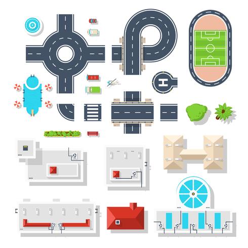 City Element Top View Set vector