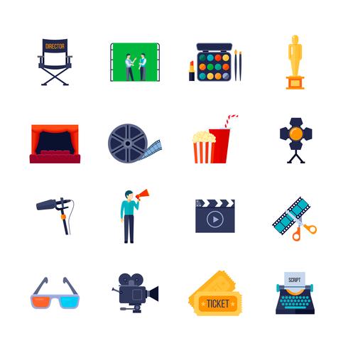 Filmaking Attributes Flat Icons Collection  vector