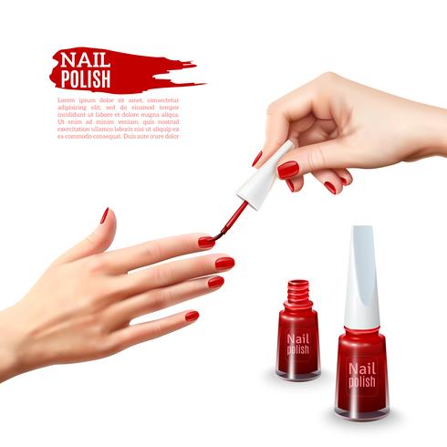 Manicure Nail Polish Hands Realistic Poster  vector