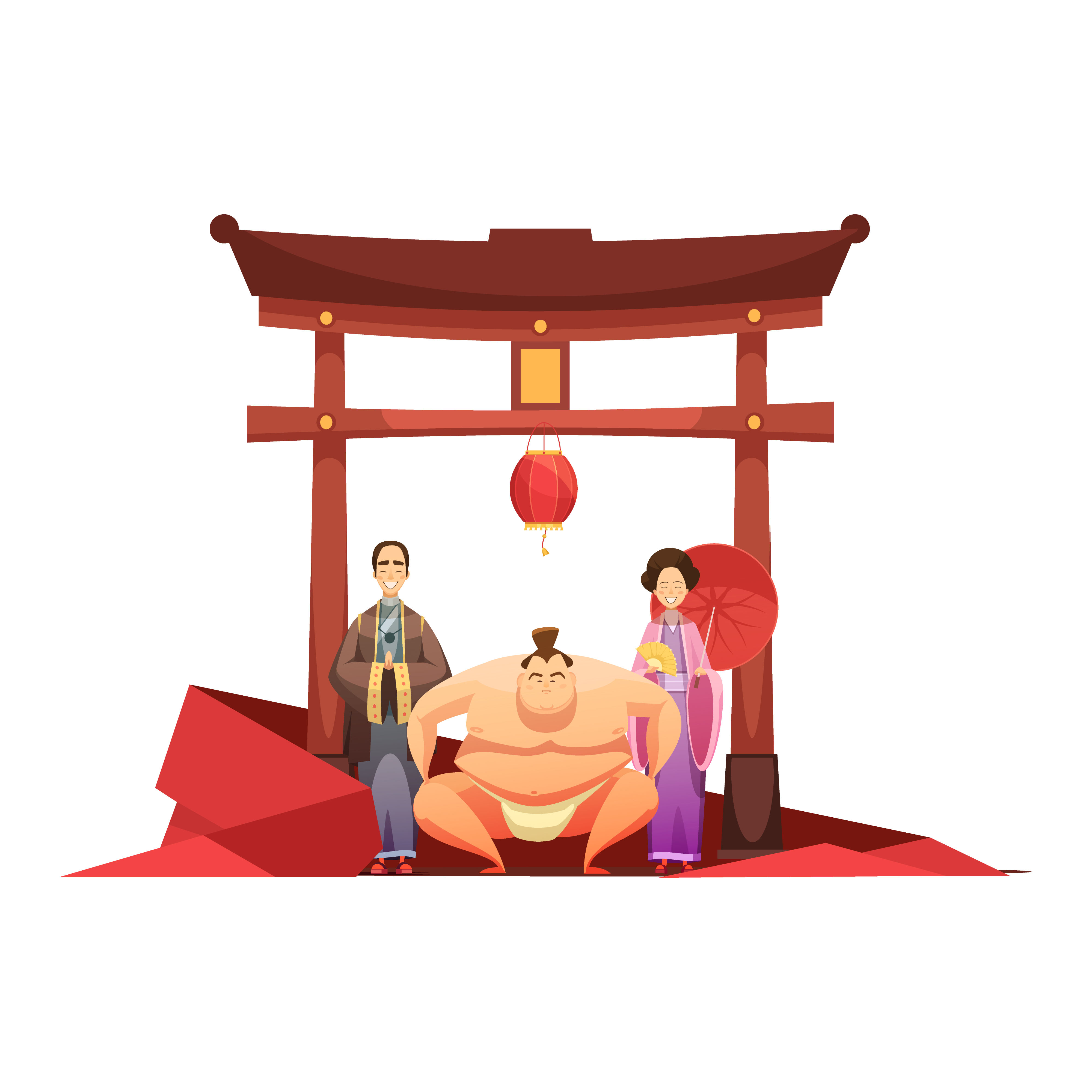 Japanese Culture Retro Composition With Pagoda 477055 Vector Art at