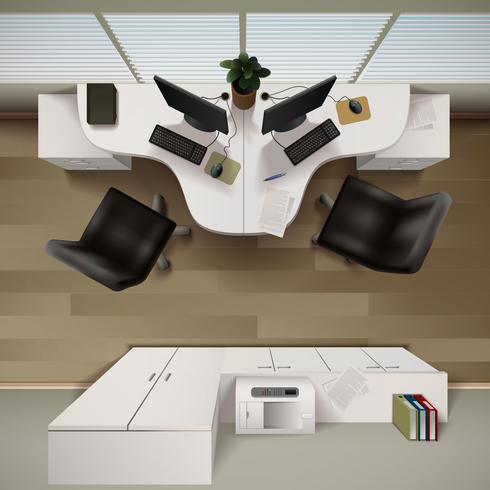 Office Interior Top View Illustration  vector