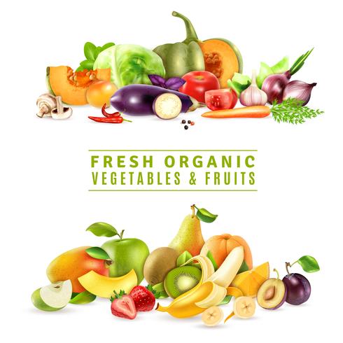 Fresh Vegetables And Fruits Design Concept  vector