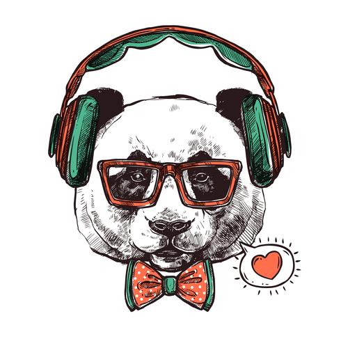 Hipster Portrait Animals vector