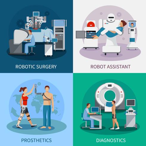 Concepto de diseño biónico 2x2 con equipo robótico vector