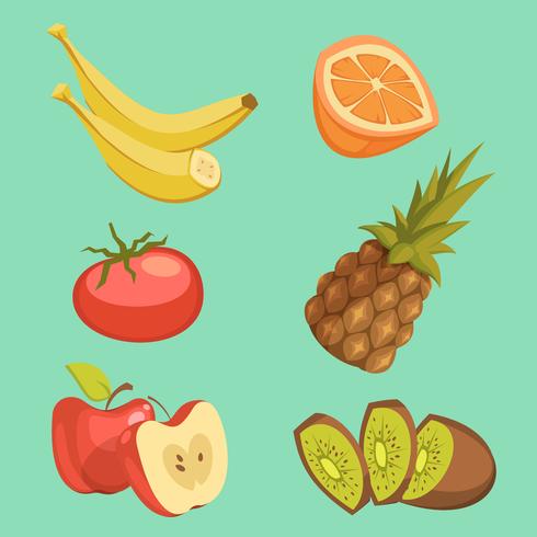 Conjunto de dibujos animados de alimentos saludables vector