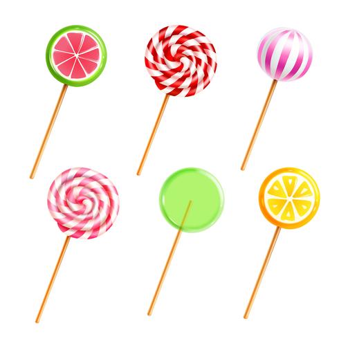  Sweets Lollipops Candies Realistic Icons Set vector