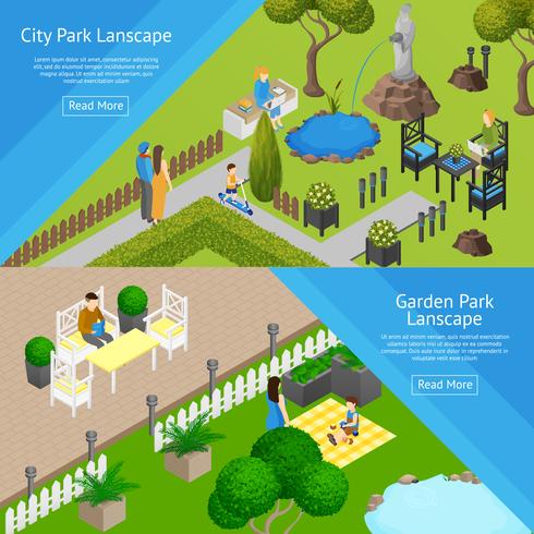 Garden Park Landscape Banners vector