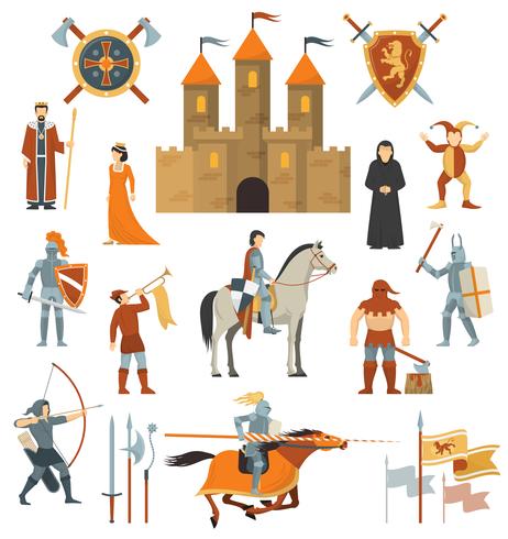 Medieval Decorative Icons Set vector