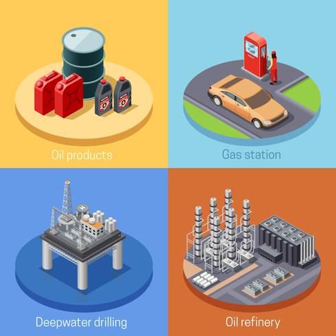 La industria del petróleo isométrica 4 plaza Icos vector