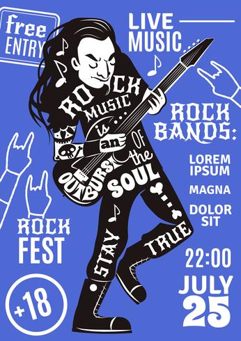 music lettering silhouette poster rock vector