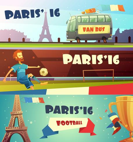 Conjunto de banners de fútbol euro 2016 vector