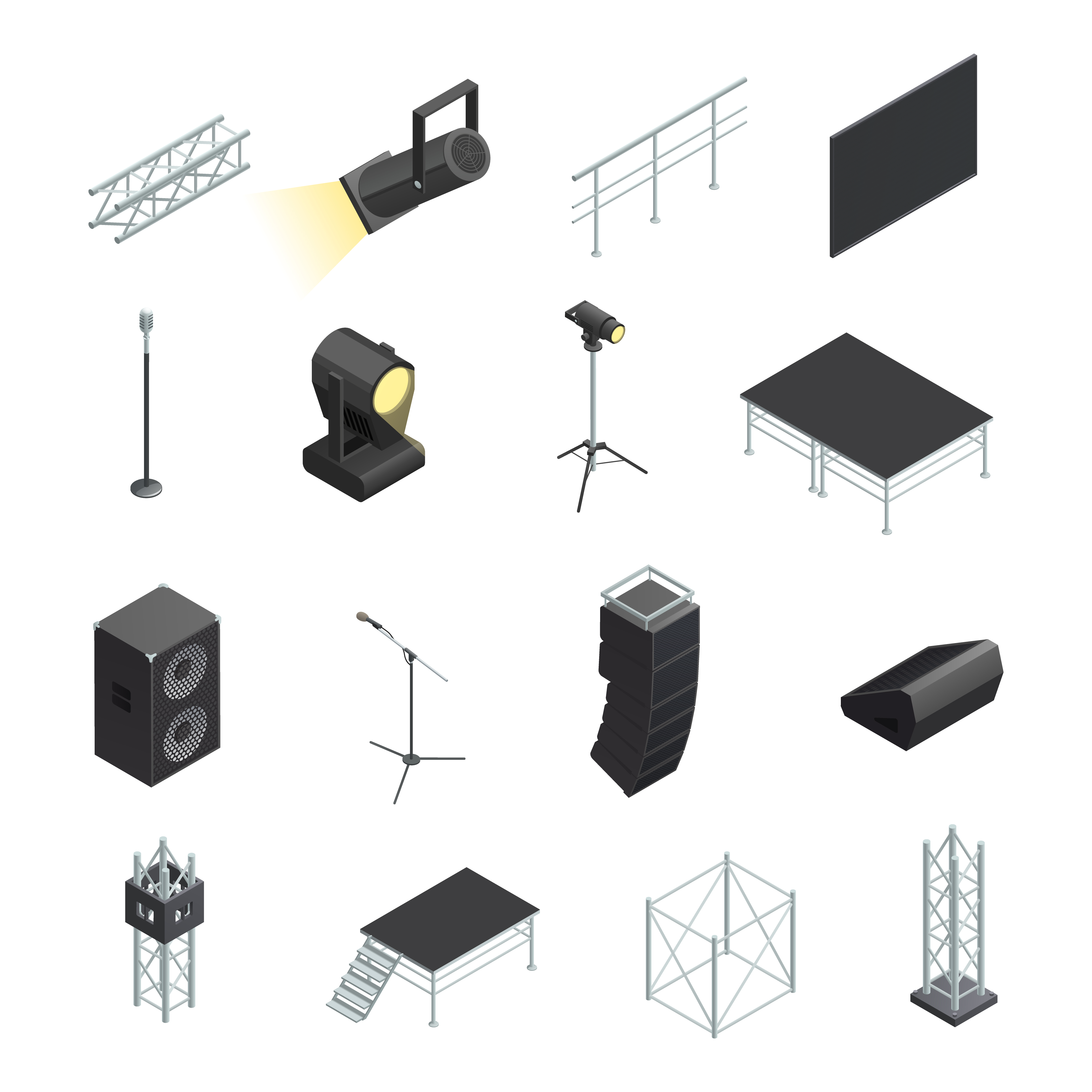 Icons Set Of Stage Elements 477175 Vector Art at Vecteezy