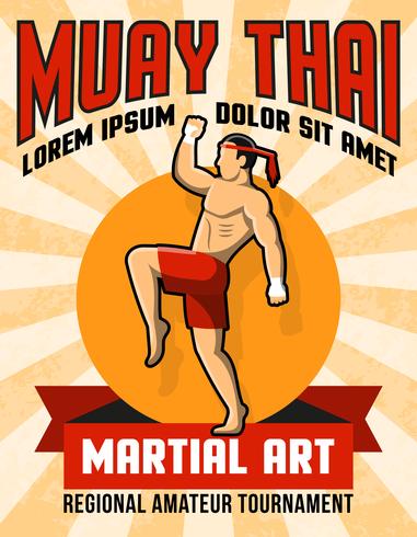 Cartel del arte marcial tailandés de Muay vector