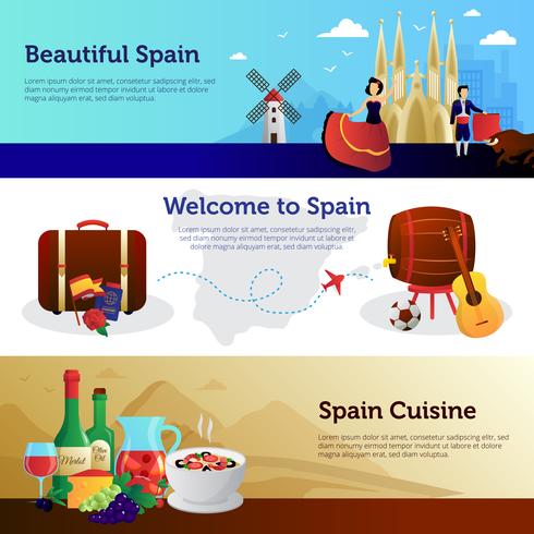 Spain Welcome Travelers Banners Set  vector