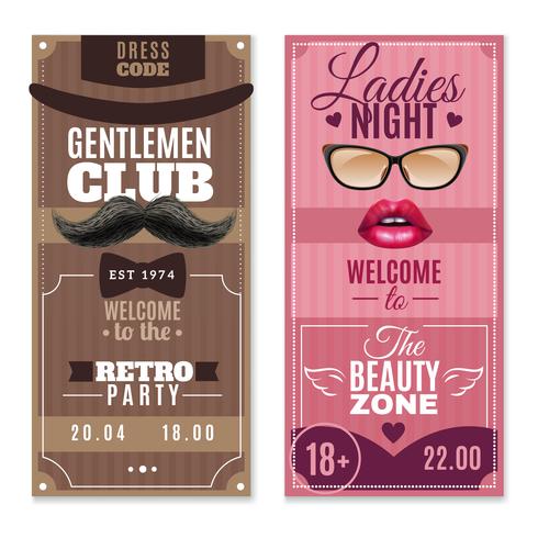 Gentlemen Ladies Special Events Banners Set  vector