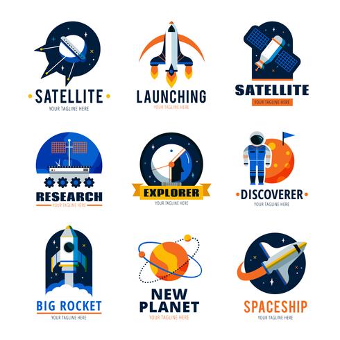 Space Logo Emblems Set vector