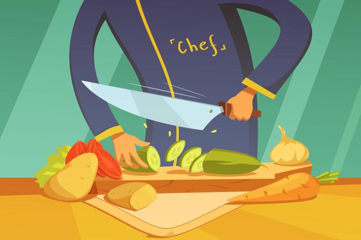 Slicing Vegetables Illustration  vector
