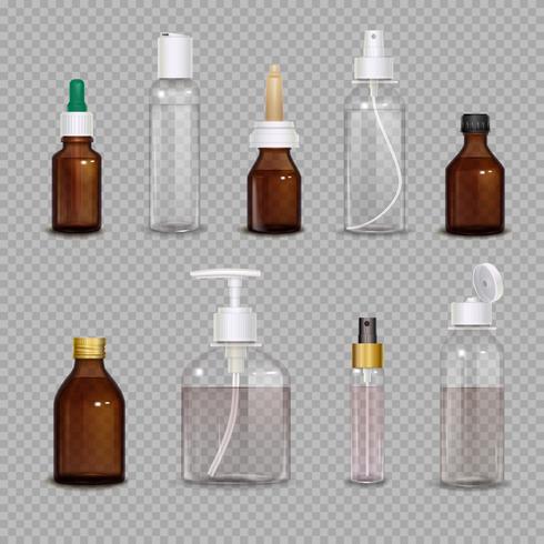 Botellas realistas sobre fondo transparente vector