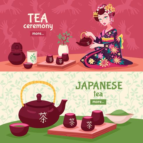 Conjunto de banners de ceremonia de té vector