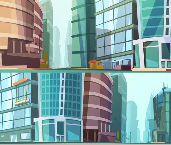 Modern Buildings Otdoor 2 Banners Set  vector