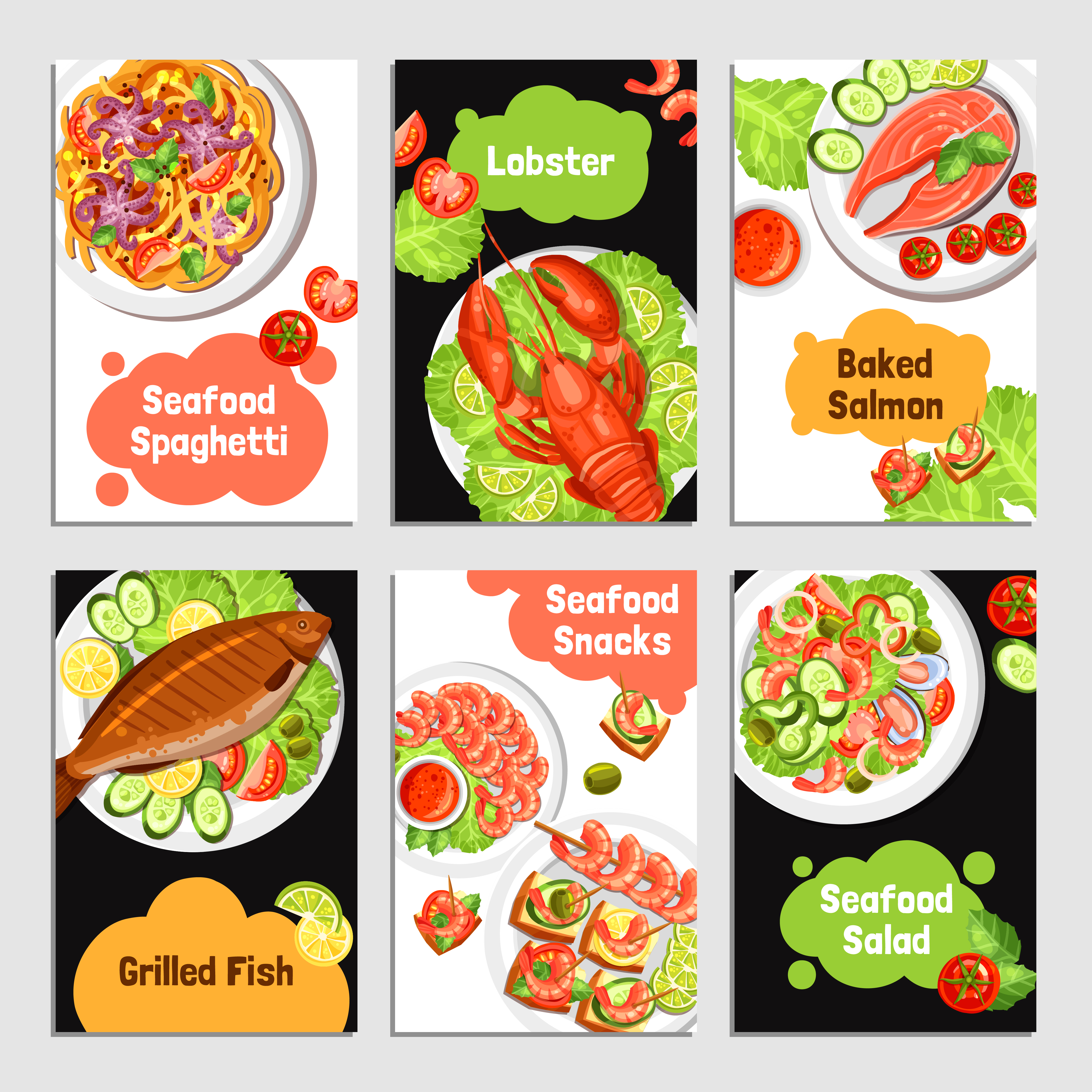 Seafood Cards Banners Download Free Vectors Clipart Graphics
