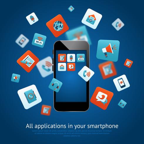 Smartphone applications poster vector