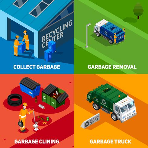 Garbage 2x2 Isometric Design Concept vector