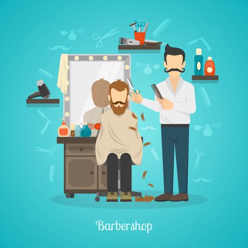 Barber Shop Color Illustration vector