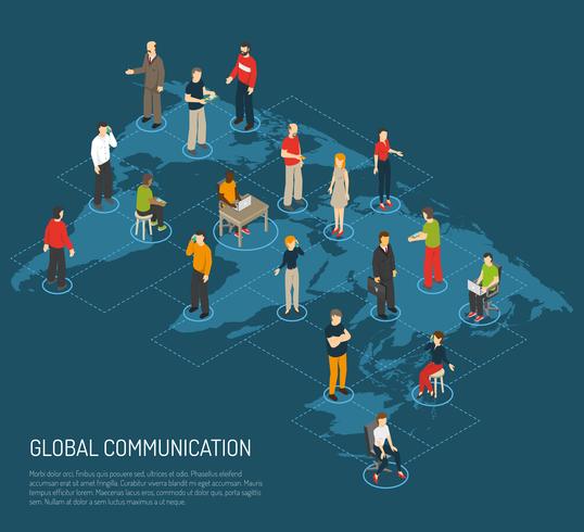 Personas Del Cartel De La Comunicación Global. vector