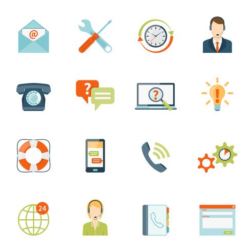 Contact Us Customer Support Icons Set vector