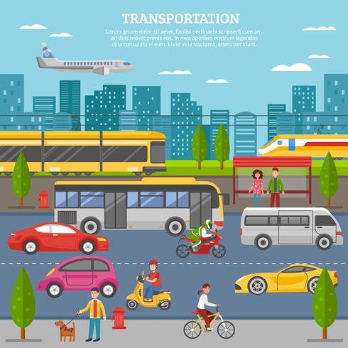 Transporte en cartel de la ciudad vector