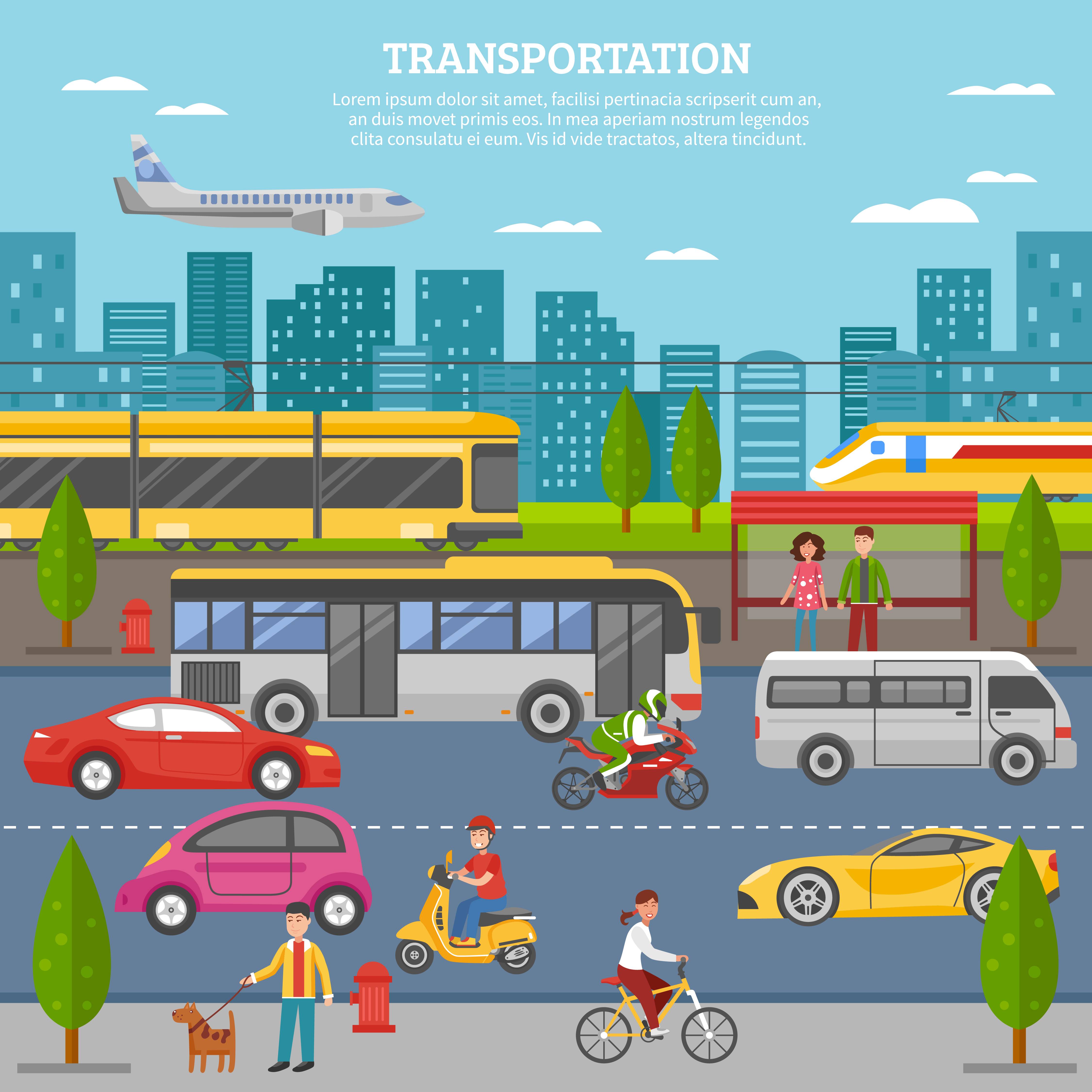 Transport In City Poster 477410 Vector Art At Vecteezy