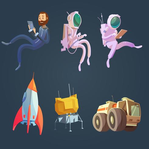 Conjunto de dibujos animados del espacio exterior vector