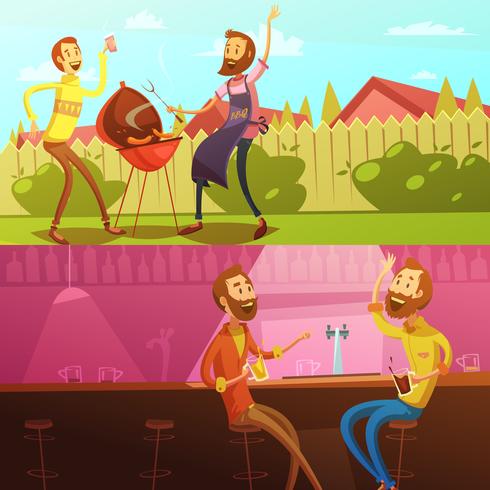 Friends Having Rest Banners Set vector