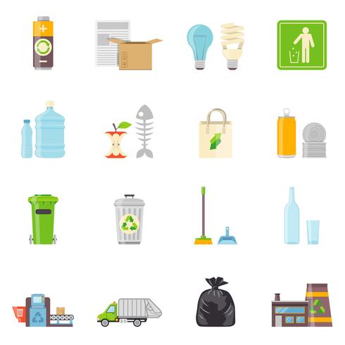 Conjunto de iconos de reciclaje de basura vector