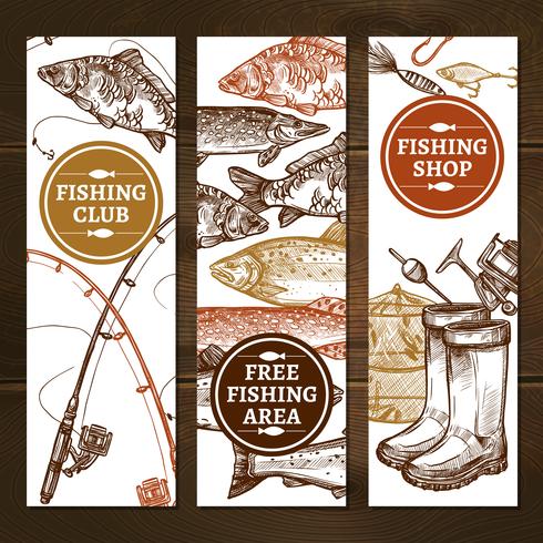 Fishing Vertical Banners Set  vector