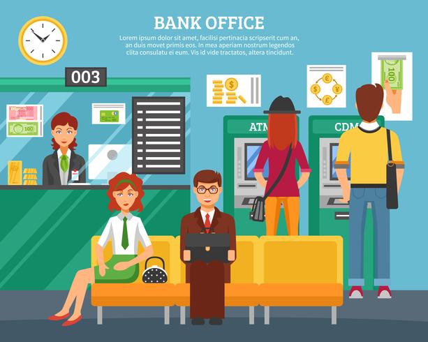 People Inside Bank Office Design Concept  vector