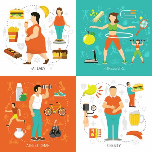 Concepto de obesidad y salud vector