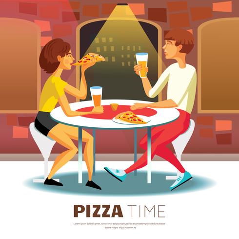 Ilustración de la hora de pizza vector