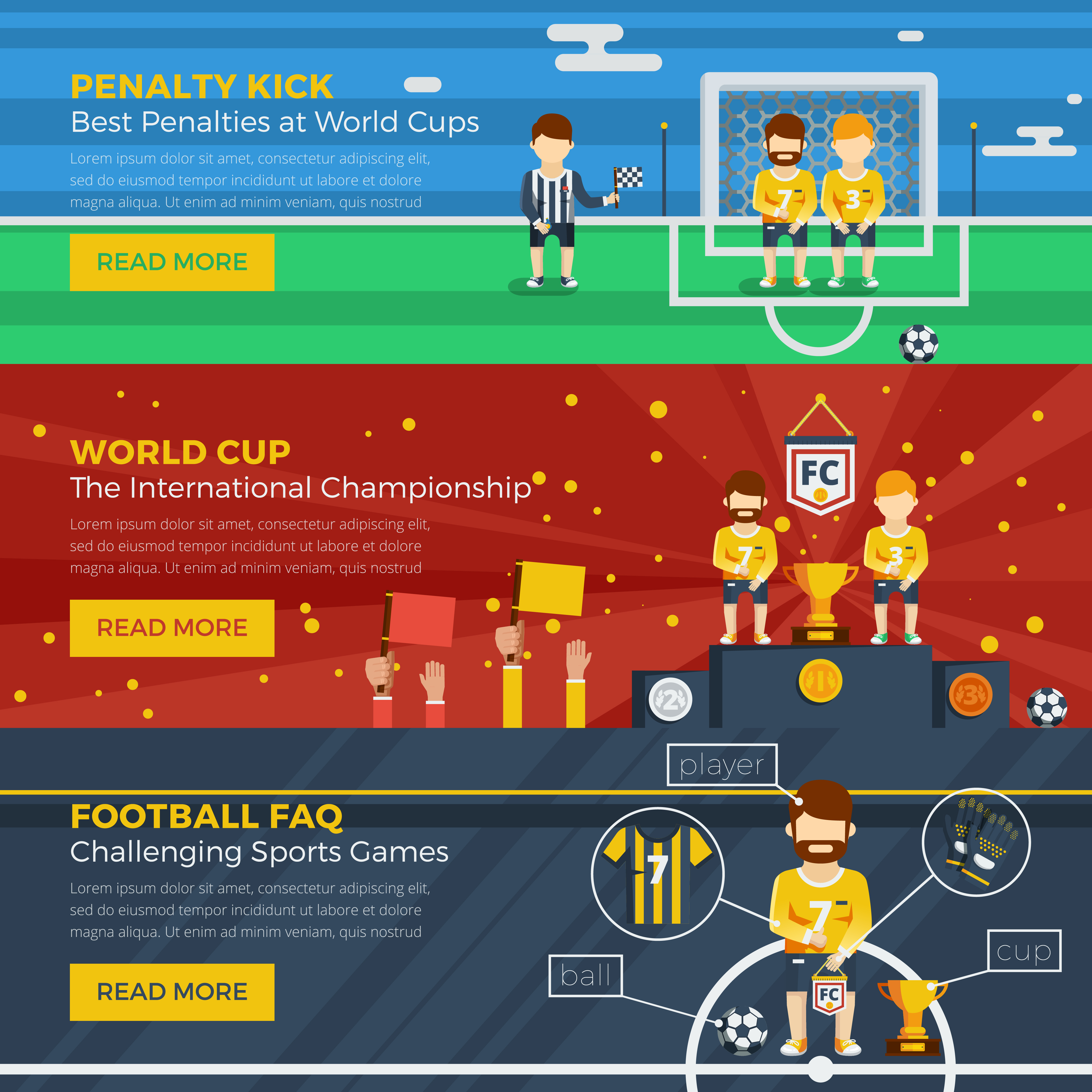 Football Horizontal Banner Set Download Free Vectors Clipart