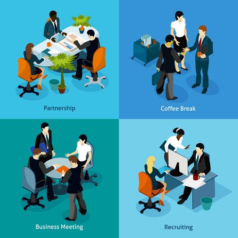 Business People Isometric Icon Set vector